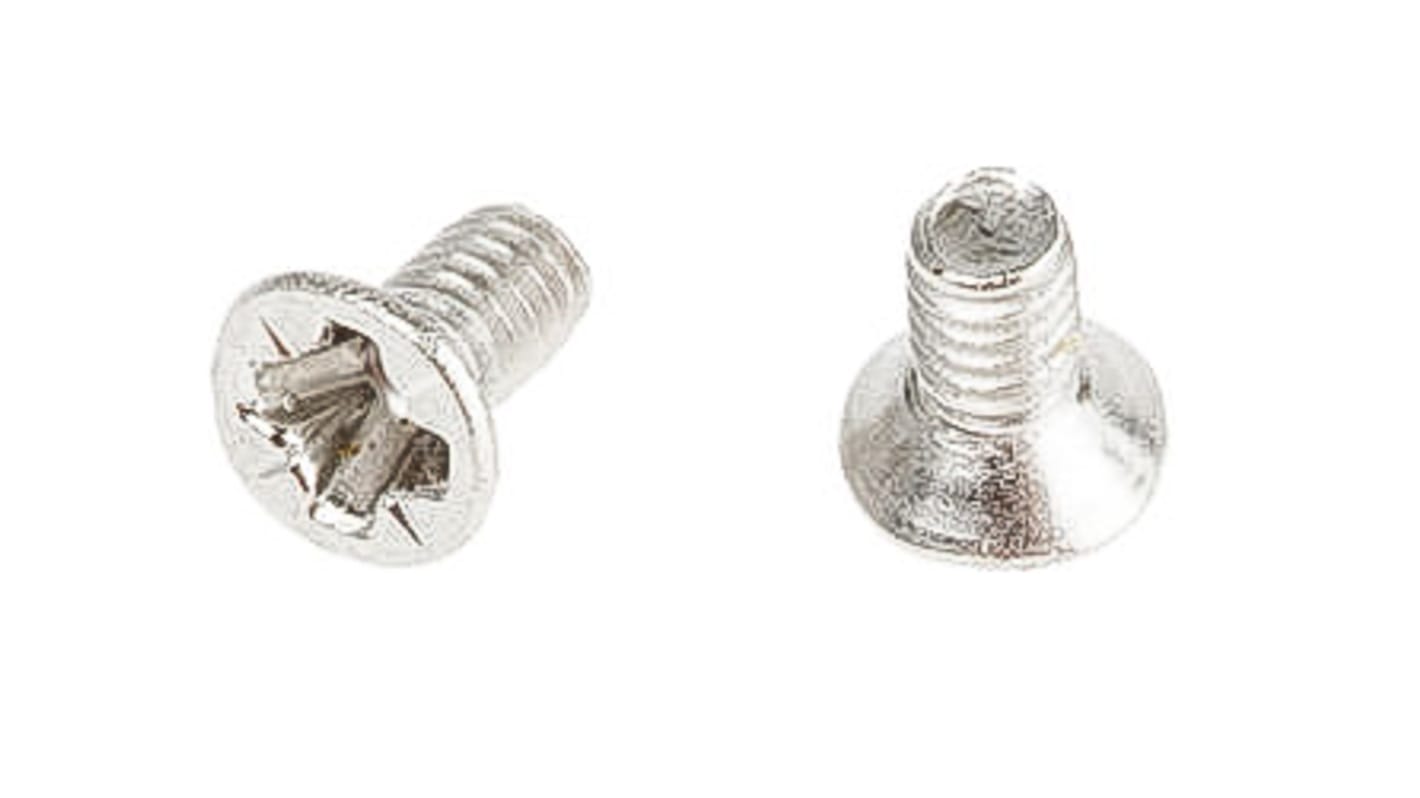 RS PRO Pozi Countersunk A2 304 Stainless Steel Machine Screws DIN 965, M1.6x6.0mm
