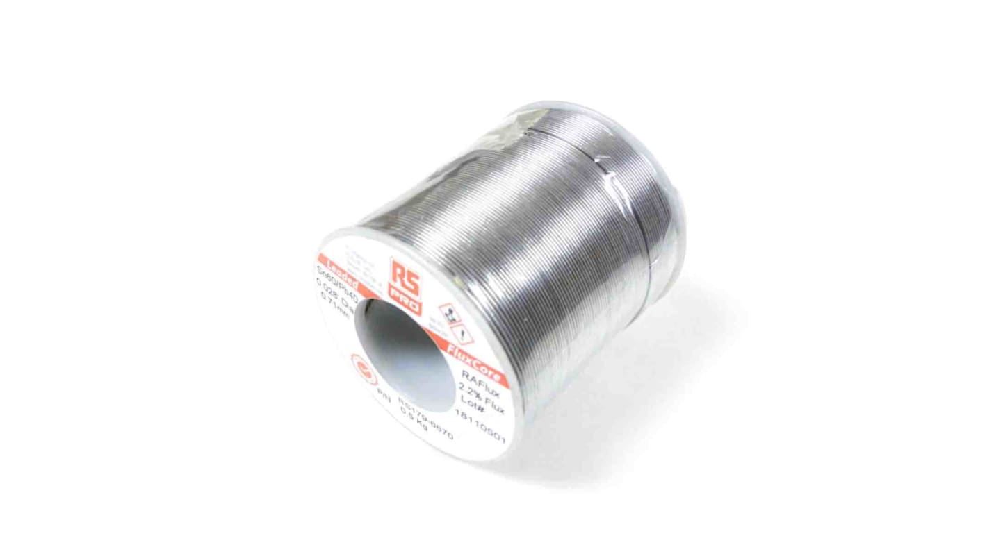 Lutowie z ołowiem średnica 1.2mm RS PRO 40% Pb temp. topnienia 183°C 500g 60% Zn