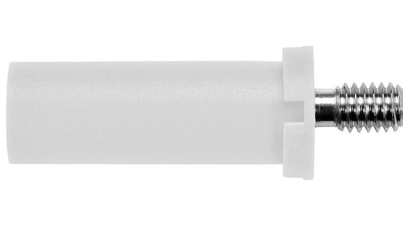 Conector banana Macho, 32A, 600V, Contacto Níquel, Blanco