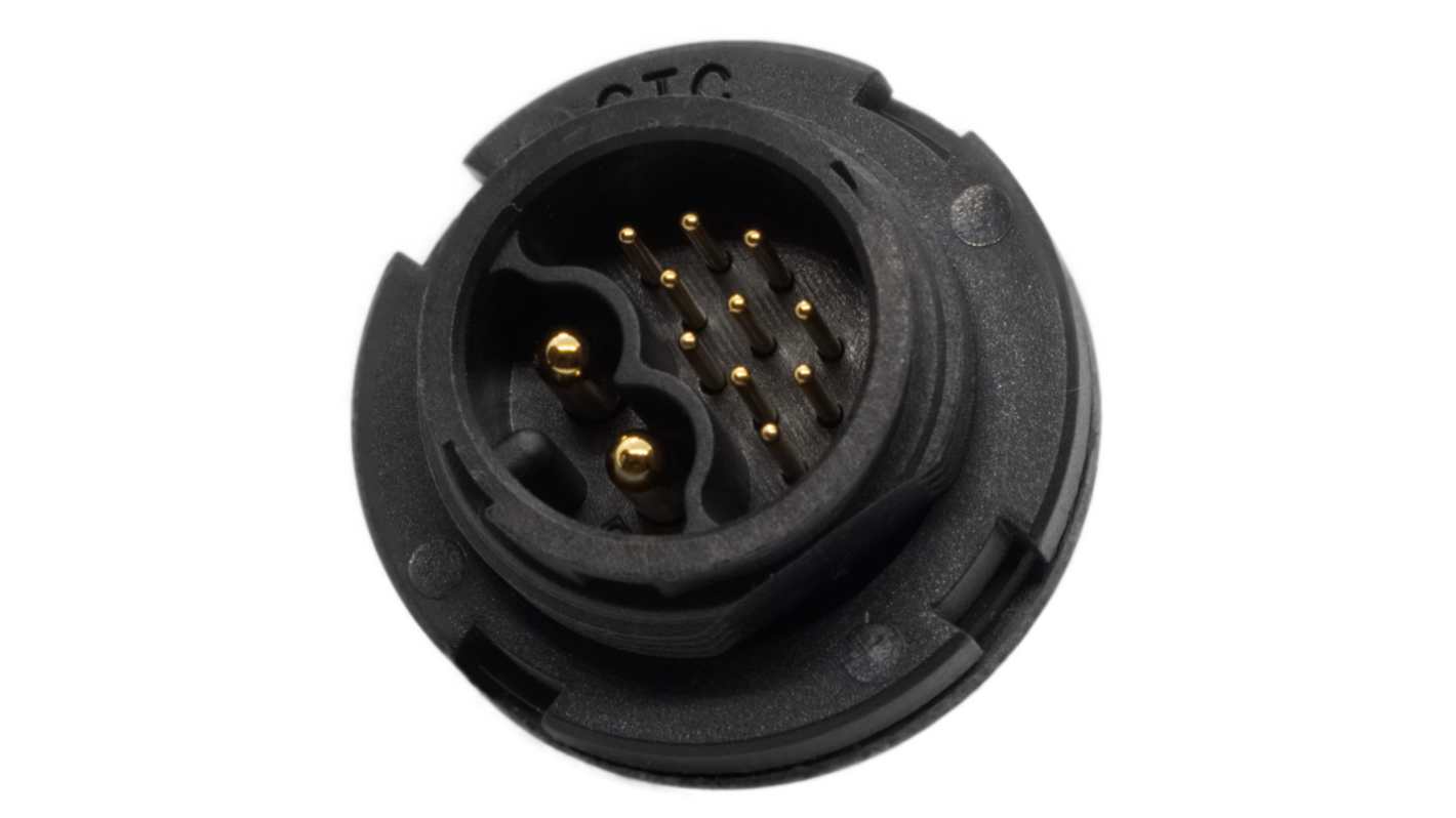 Conector circular RS PRO macho de 12 vías macho, Montaje en Panel, IP67