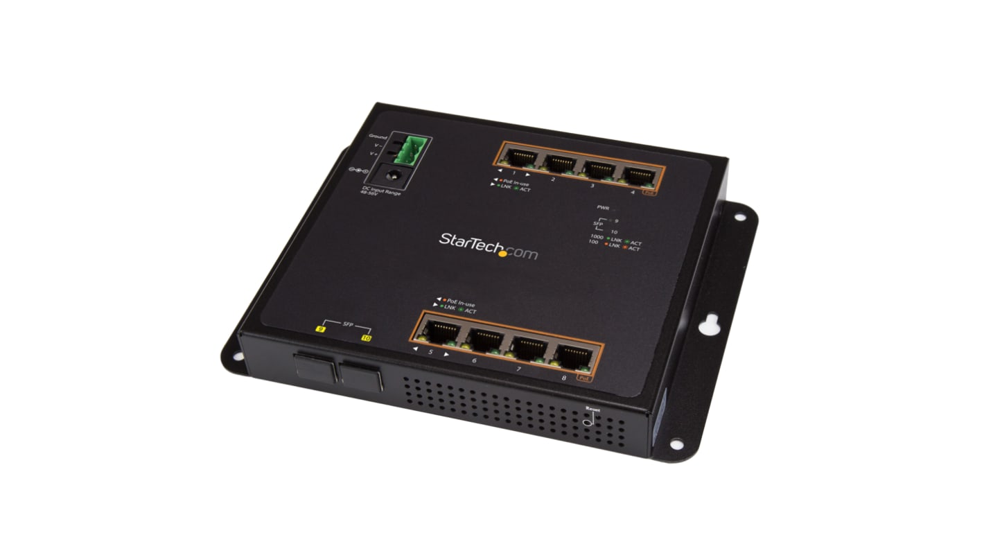 StarTech.com IES101GP2SFW, Managed 8 Port Ethernet Switch With PoE M