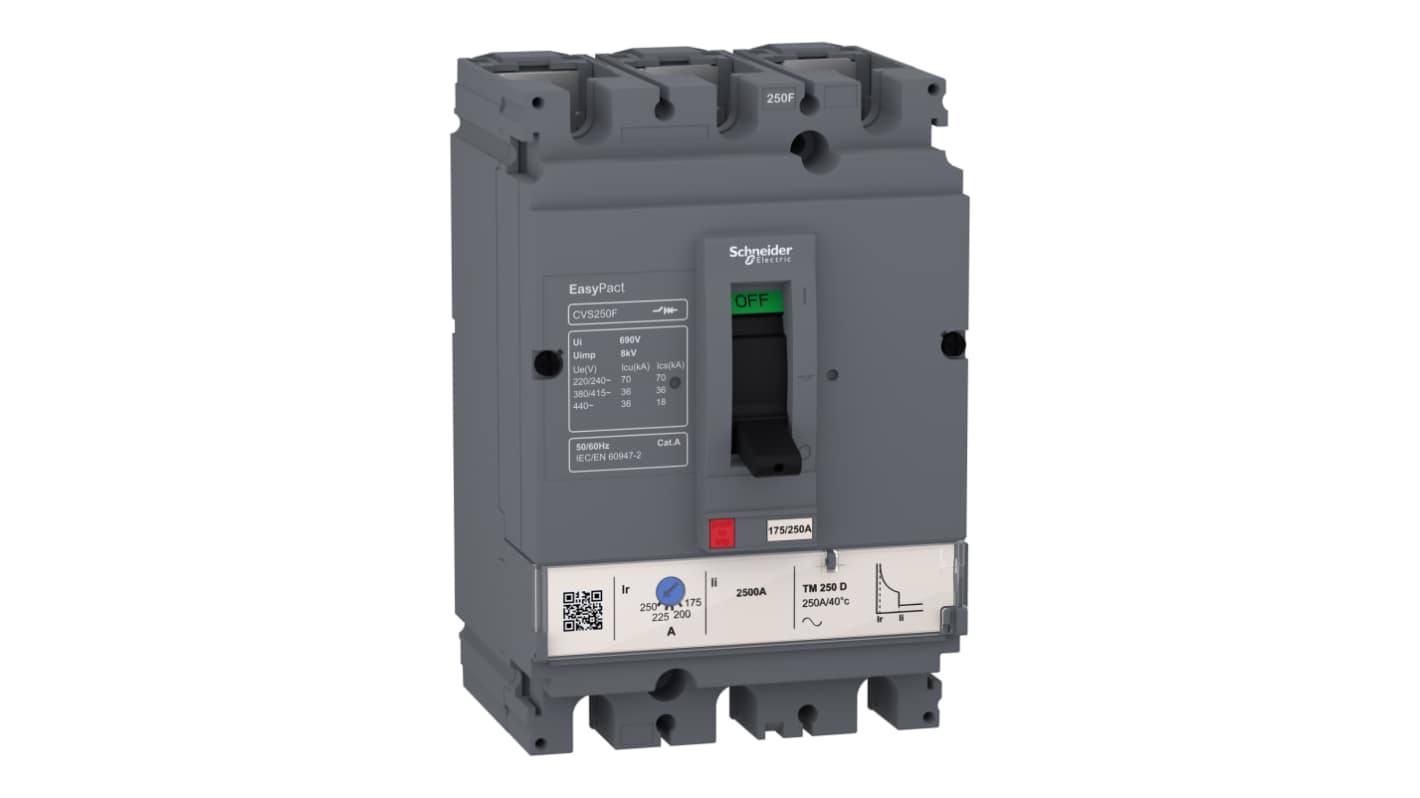 Schneider Electric MCCB塑壳断路器, 36 kA分断, 250A, 440VAC, 3极, CVS250F系列