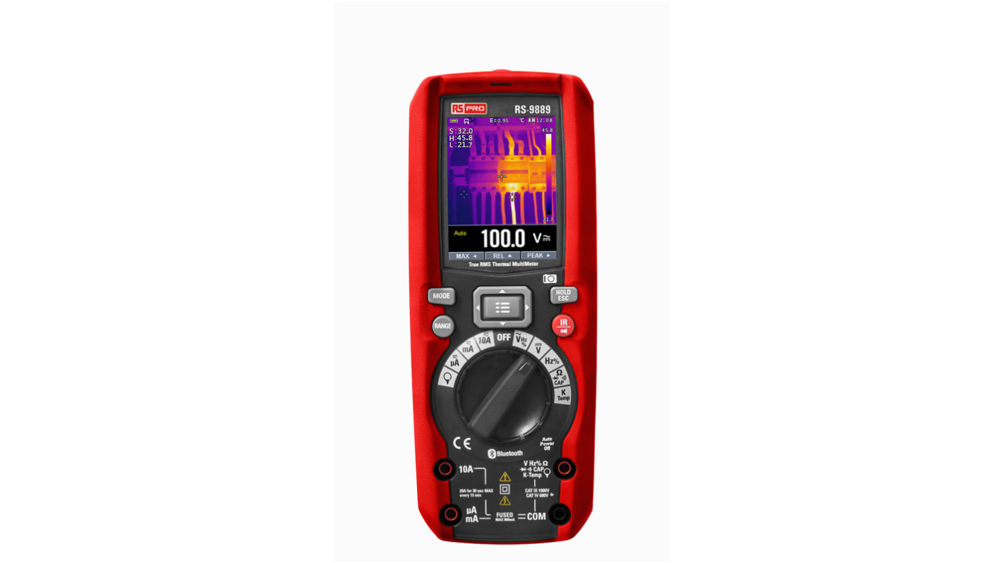RS PRO RS-9889 Handheld Digital Multimeter, True RMS, 10A ac Max, 10A dc Max, 1000V ac Max
