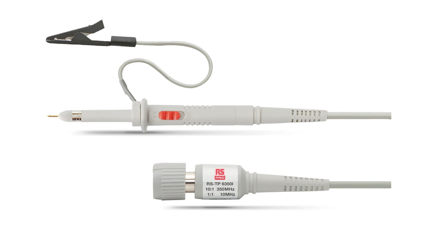 RS PRO Oscilloscope Probe, Passive Type, 350MHz, 1:1, 1:10, BNC Connector