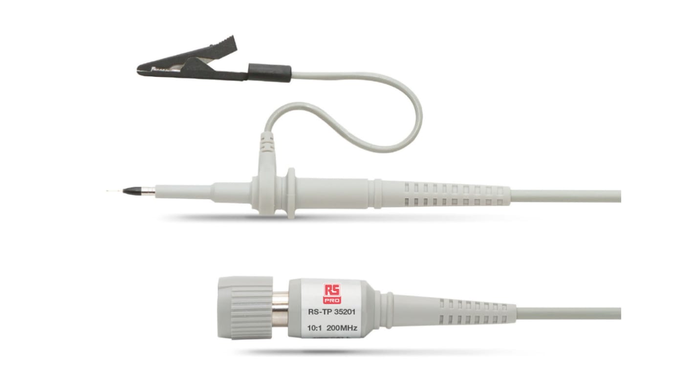 RS PRO oszcilloszkóp szonda Feszültség, 200MHz, 10:1 csillapítás, BNC, 1, CAT II 400V
