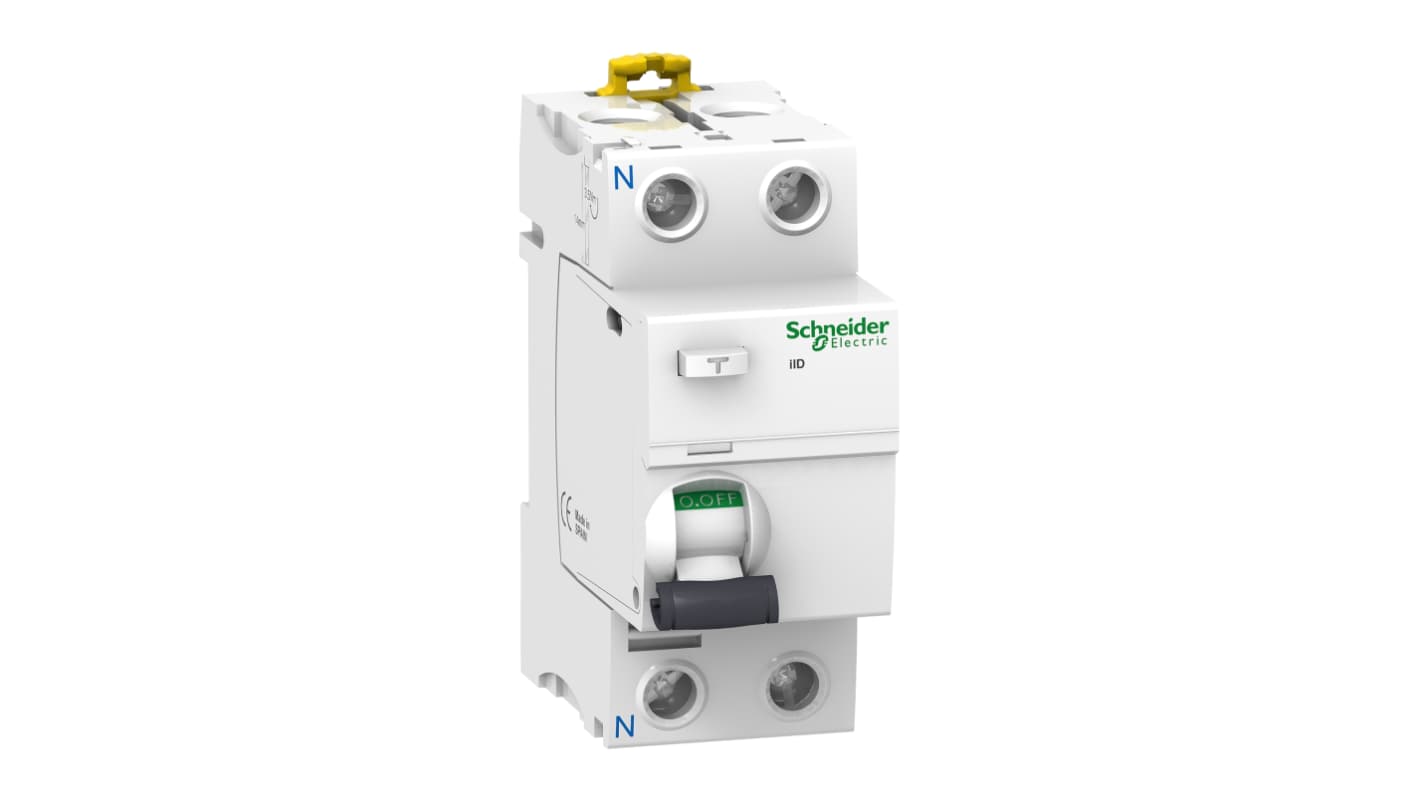 Schneider Electric 25A 2P RCBO, 30mA剩余电流动作断路器, 500V, Acti 9 IID系列