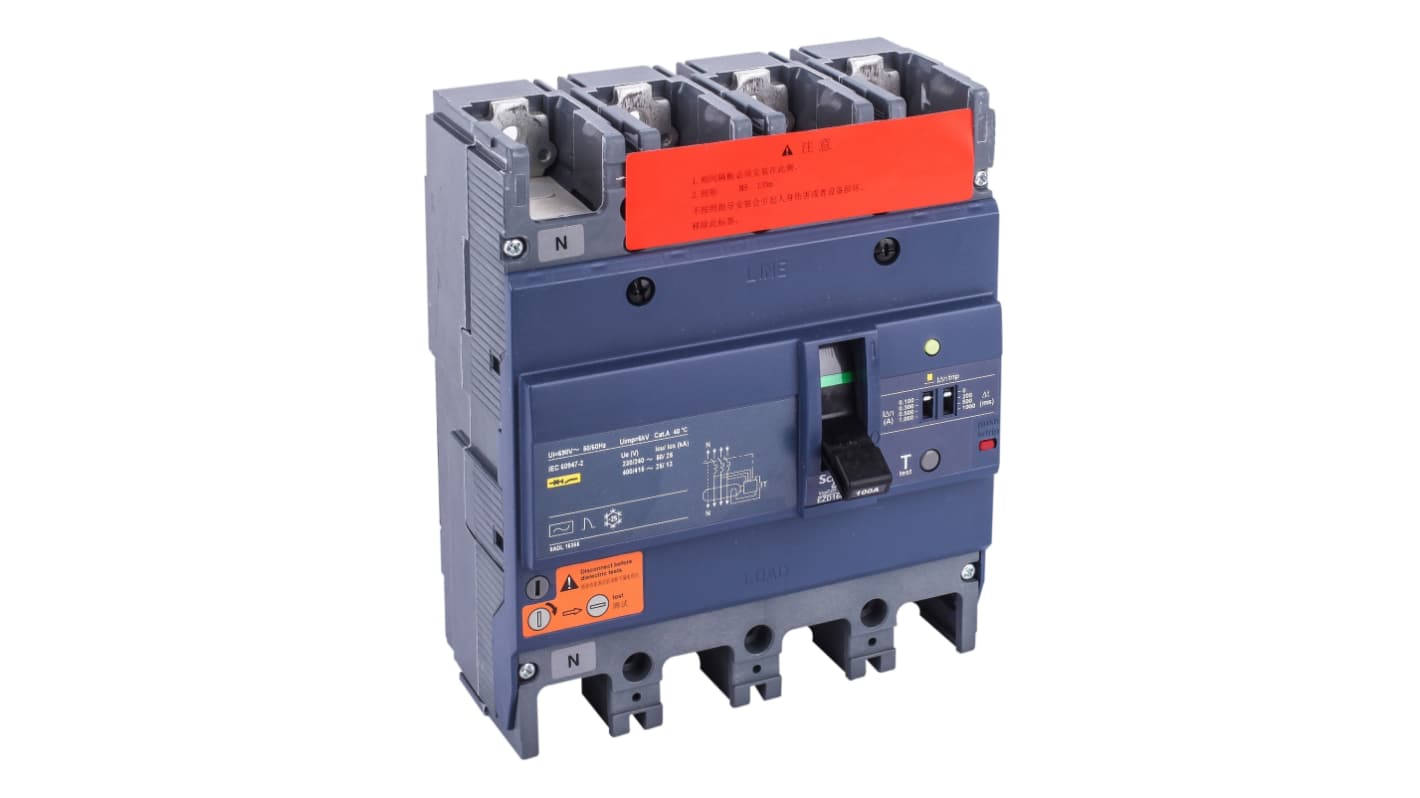Schneider Electric 63A 3P RCBO D型剩余电流动作断路器, 440V, Vigi EZD160E系列