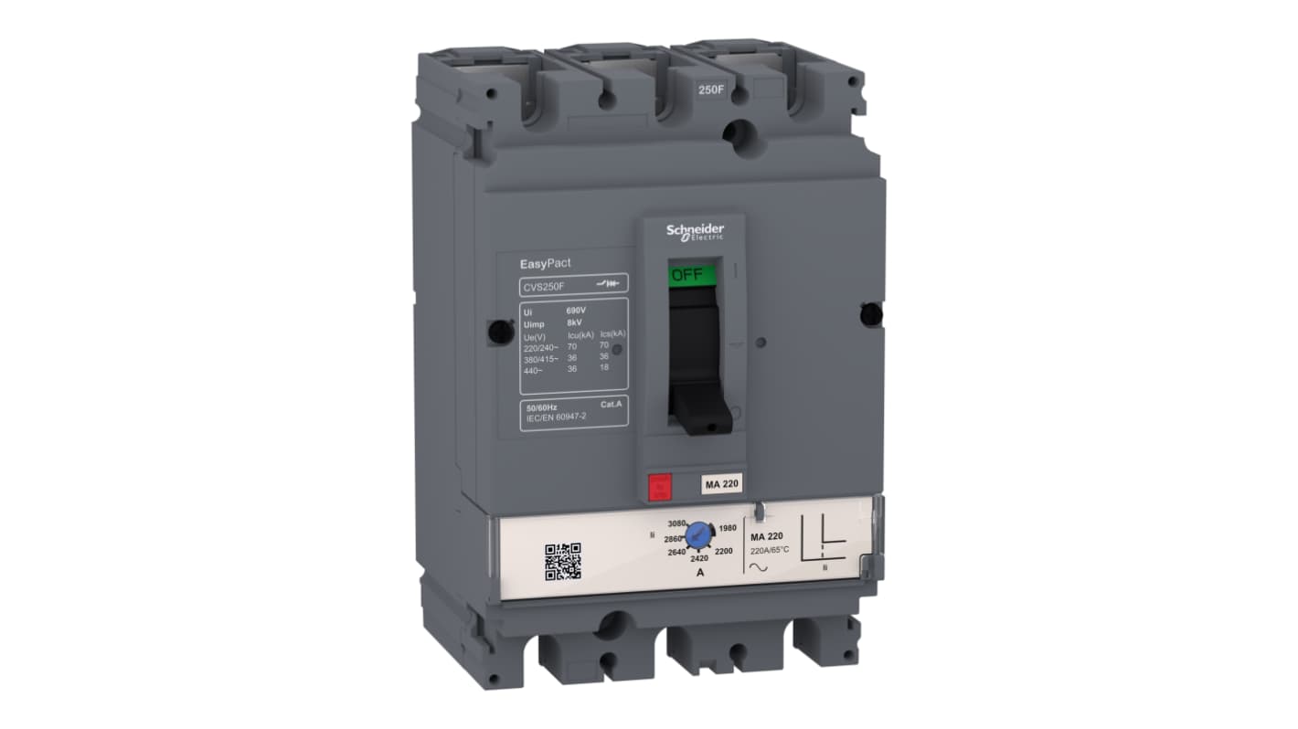 Schneider Electric MCCB塑壳断路器, 36 kA分断, 100A, 440VAC, 3极, Easypact CVS系列