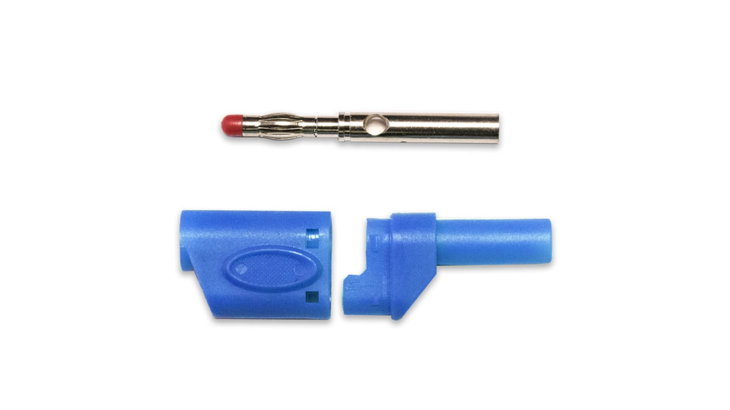 Mueller Electric Blue Male Banana Plug, 4 mm Connector, Solder Termination, 20A