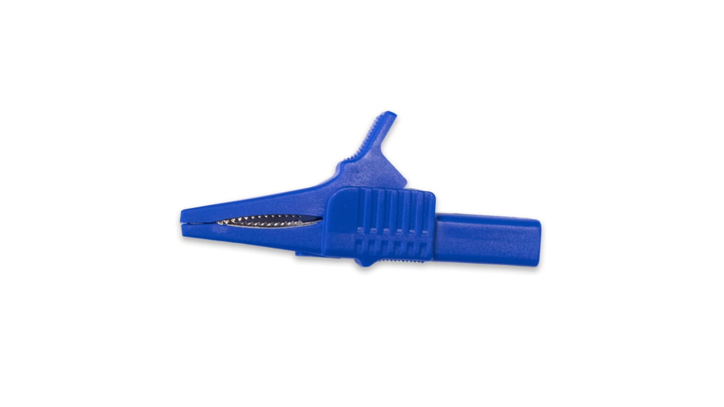 Pince crocodile Mueller Electric, 30A, bleue