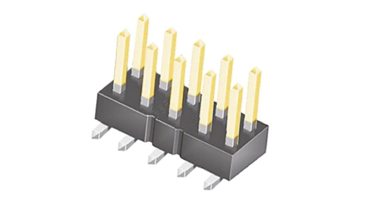 Samtec TSM Series Straight Surface Mount Pin Header, 10 Contact(s), 2.54mm Pitch, 2 Row(s), Unshrouded