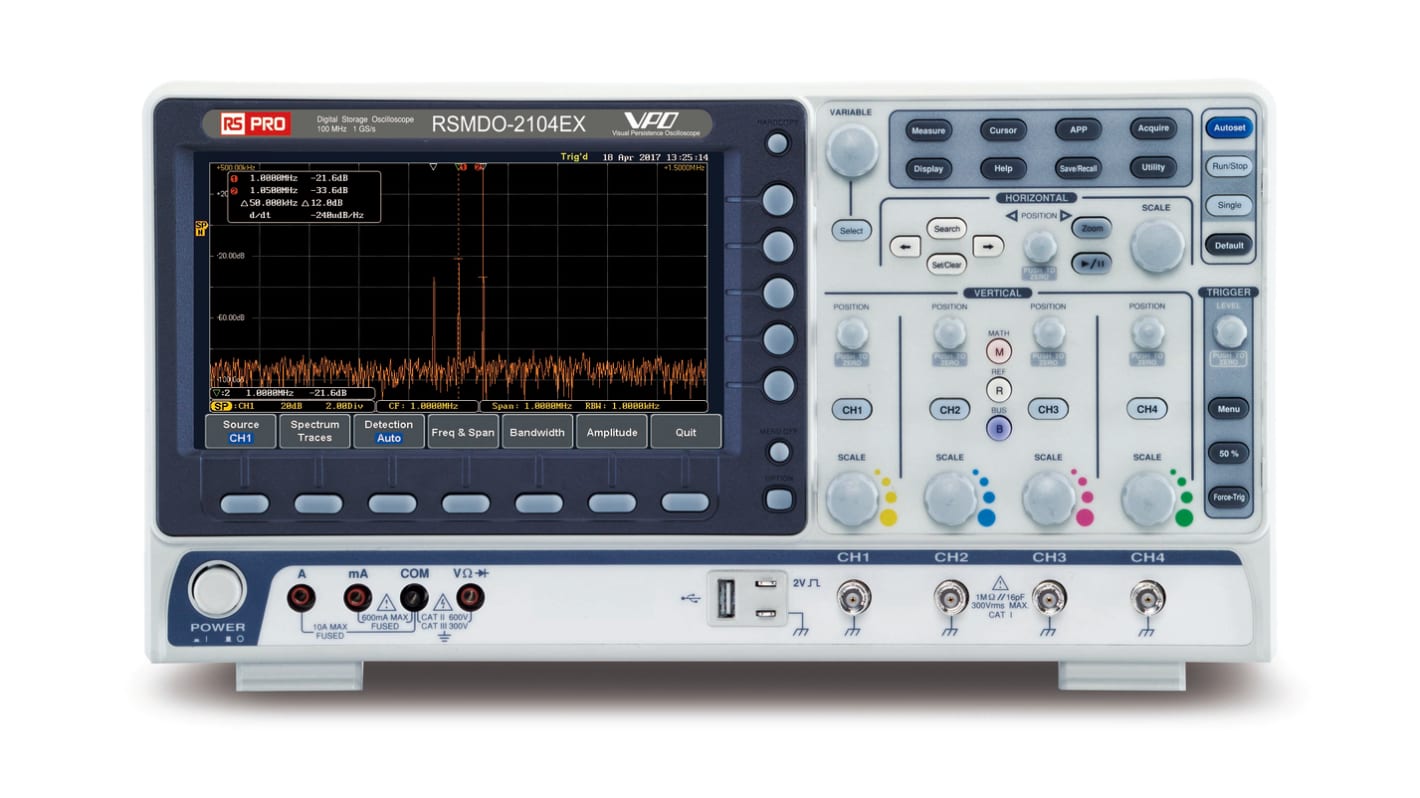 RS PRO RSMDO-2104EX, 100MHz Bench Oscilloscope, 4 Analogue Channels