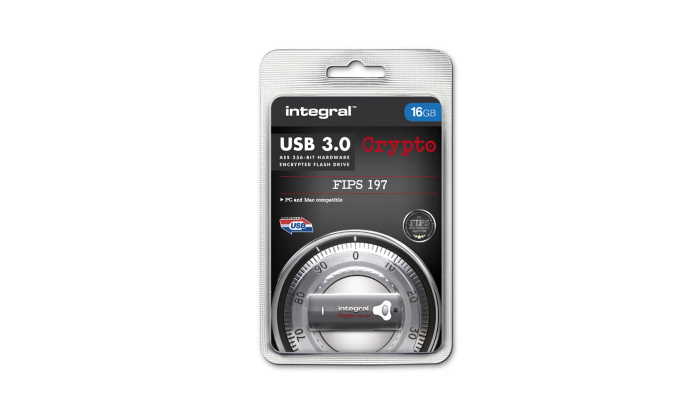 Integral Memory Crypto 16 GB USB 3.0 Hardware Encrypted Flash Drive