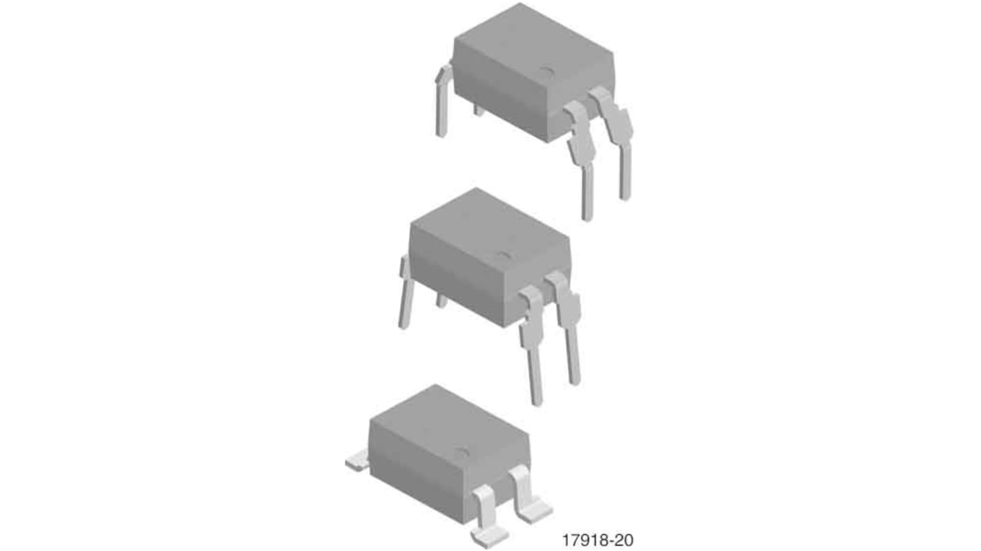 Vishay, SFH617A-3X007T Phototransistor Output Optocoupler, Surface Mount, 4-Pin SMD