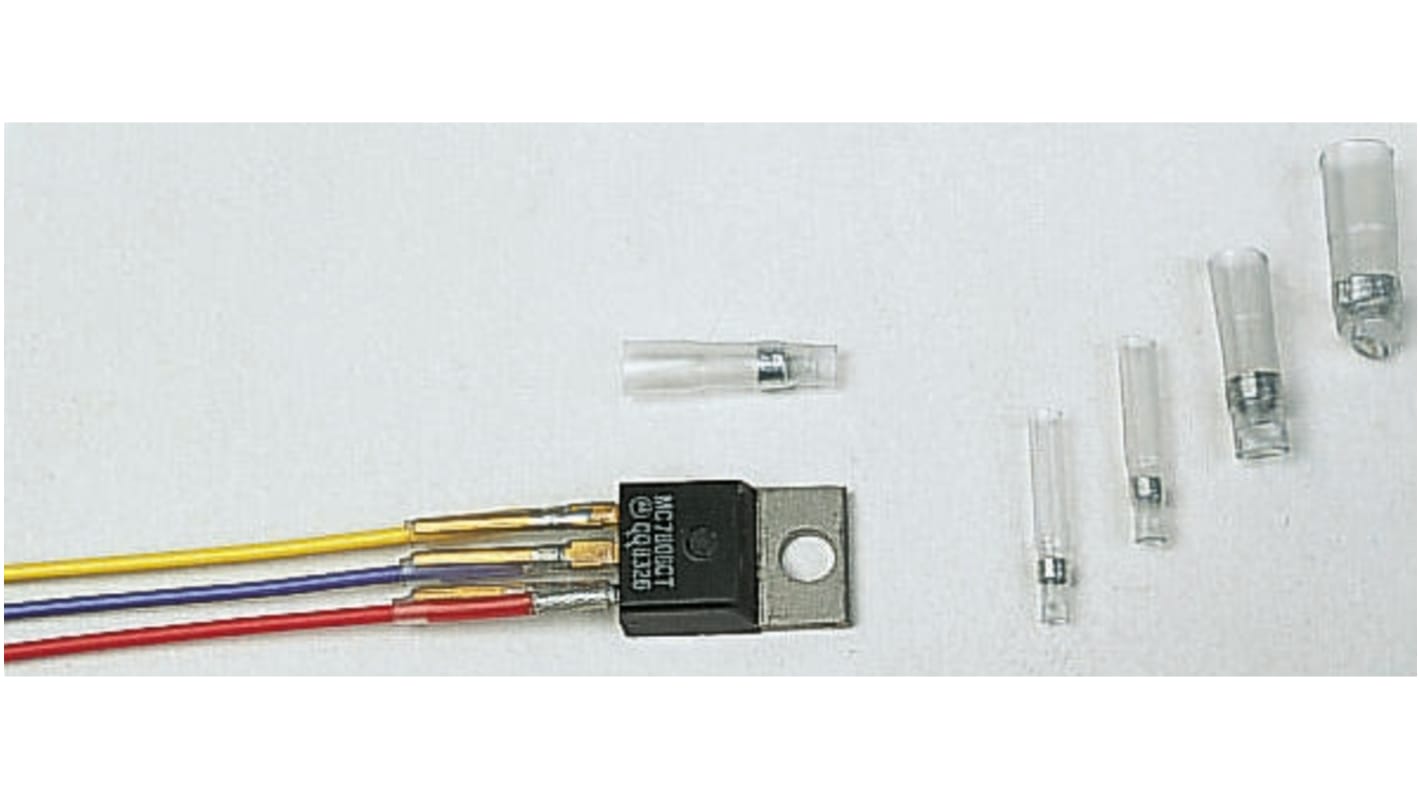 Boccola a saldare TE Connectivity, in Poliolefina, Trasparente, diametri da 1.6 → 3.2mm, manicotto lungo 16mm