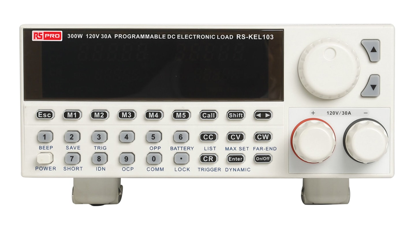 RS PRO Electronic Load, 0 → 300 W, 0 → 120 V, 0 → 30 A