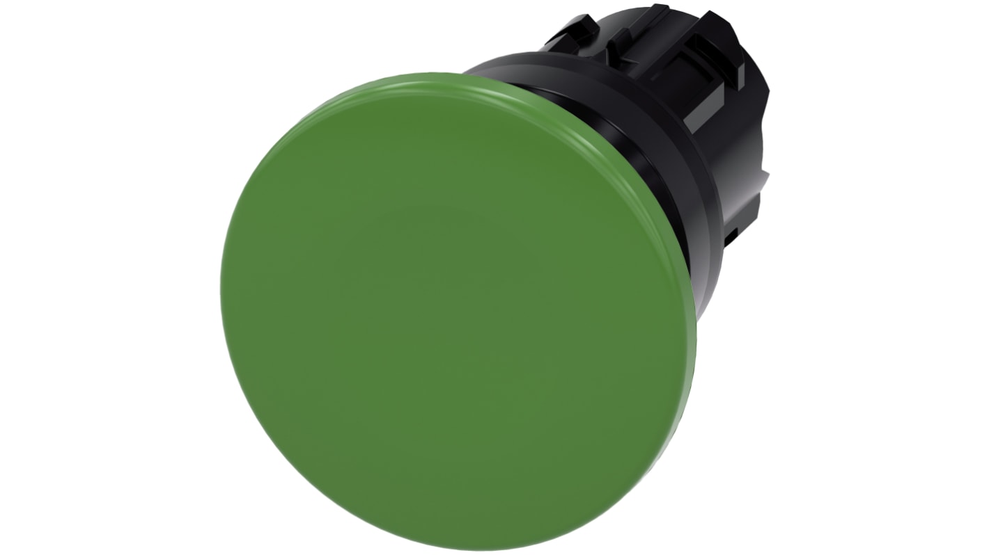 Siemens 绿色圆形按钮头, Φ22mm开孔, Φ40mm按钮, 瞬时, IP66, IP67, IP69K, SIRIUS ACT 3SU10系列