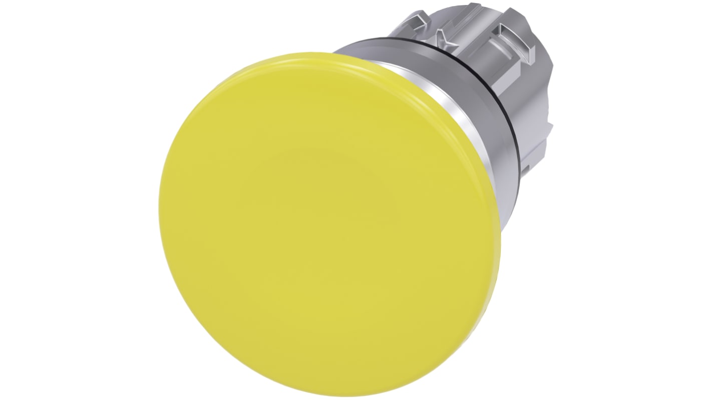 Siemens 黄色圆形按钮头, Φ22mm开孔, Φ40mm按钮, 瞬时, IP66, IP67, IP69K, SIRIUS ACT 3SU10系列