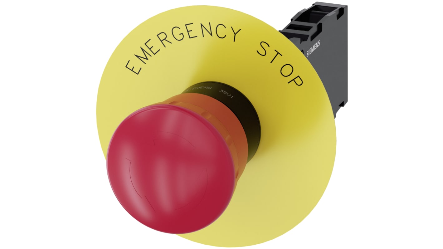 Siemens SIRIUS ACT 3SU11 Series Twist Release Emergency Stop Push Button, Panel Mount, 22mm Cutout, SPDT