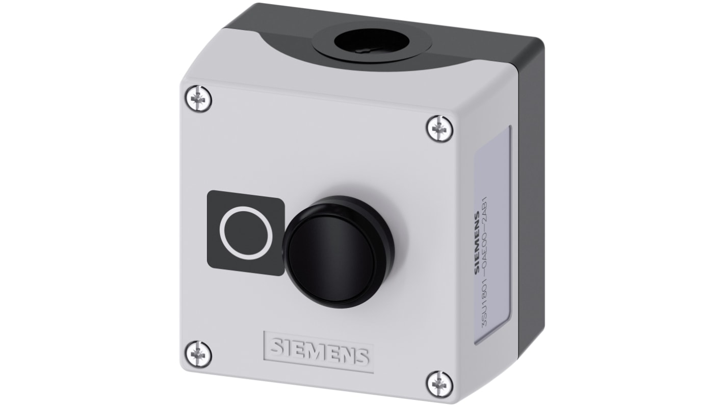 Siemens Push Button Control Station - SPST, Plastic, 1 Cutouts, Black, O, IP66, IP67, IP69