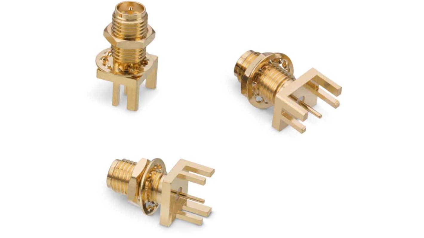 Wurth Elektronik WR-RPSMA Series, Jack Edge Mount SMA Connector, Solder Termination, Straight Body