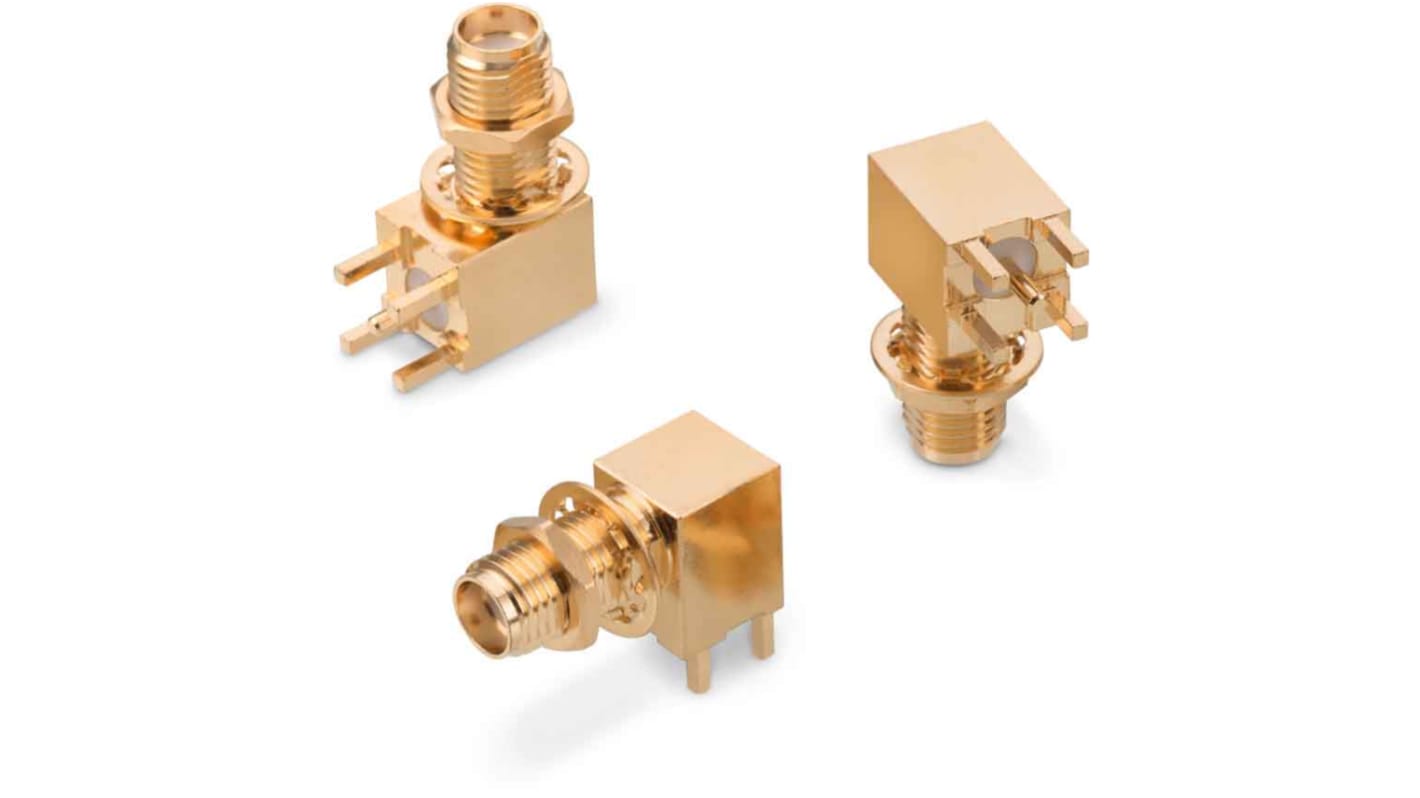 Wurth Elektronik WR-SMA Series, Jack PCB Mount SMA Connector, Solder Termination, Right Angle Body