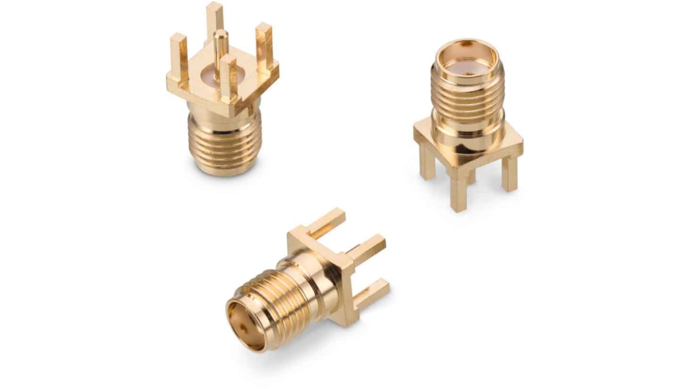 Wurth Elektronik WR-SMA Series, jack PCB Mount SMA Connector, Solder Termination, Straight Body