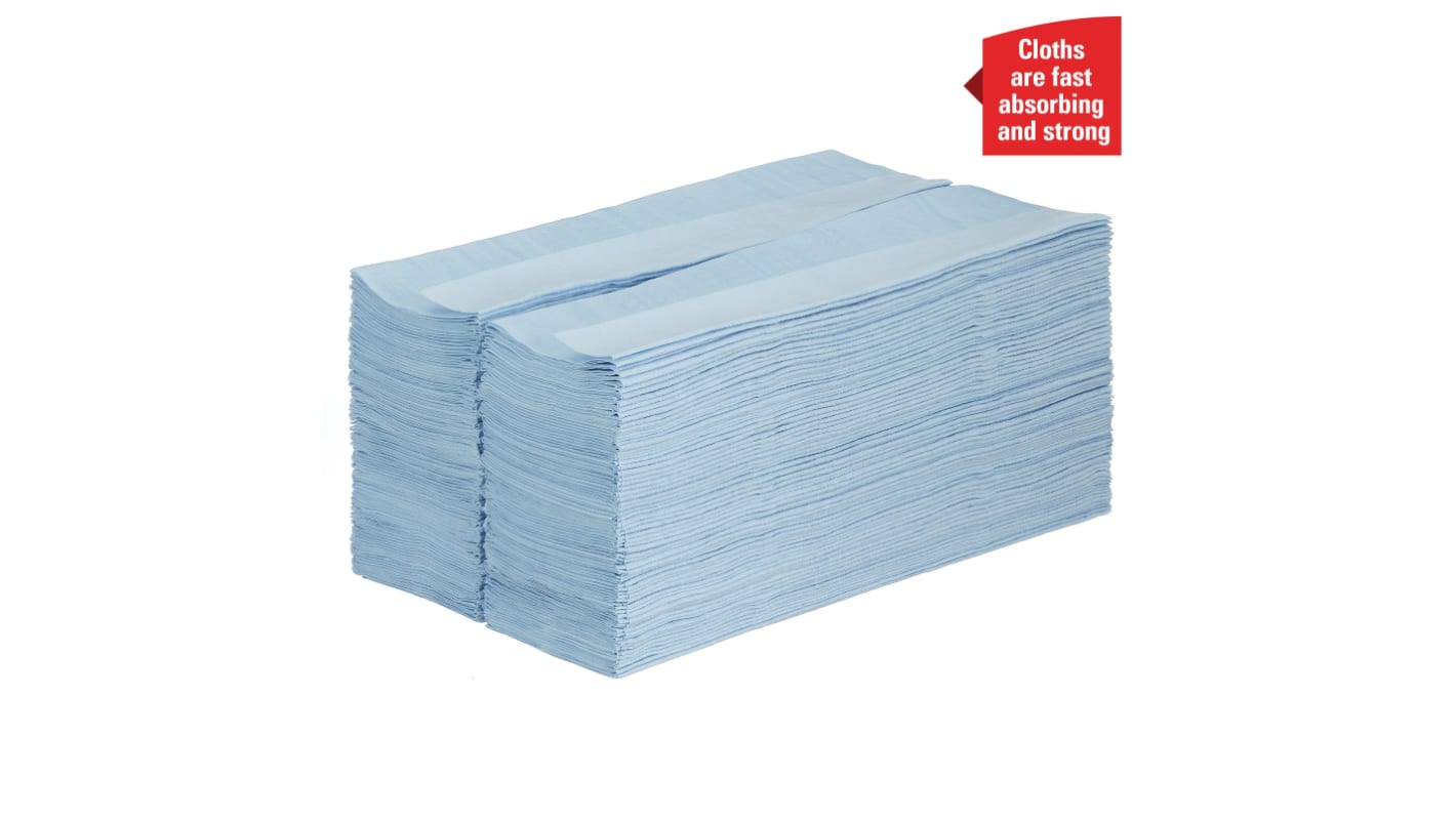 Kimberly Clark WypAll® X60 General Clean™ 8370 Blue Cloths for Industrial Cleaning, Dry Use, Box of 200, 418 x 283mm,