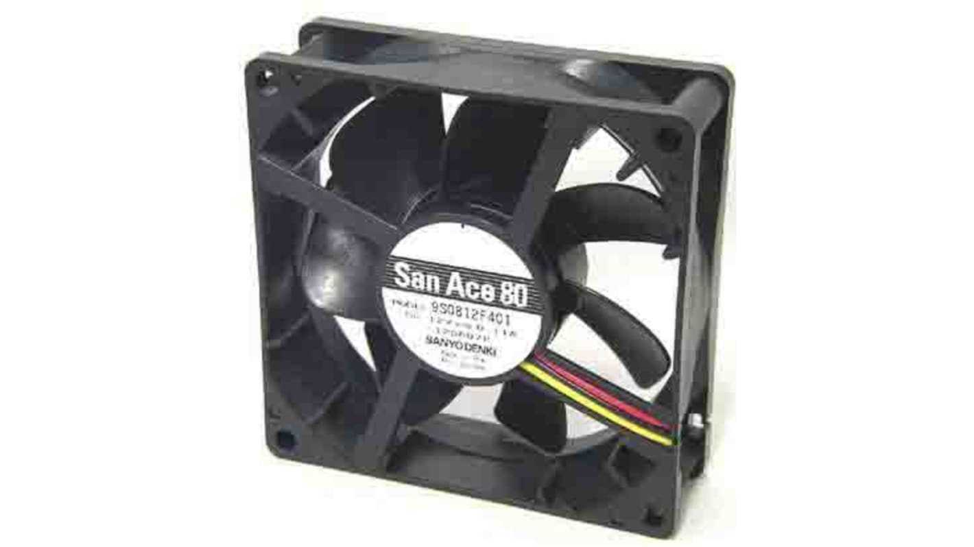Sanyo Denki 95 Series Axial Fan, 12 V dc, DC Operation, 55.8m³/h, 1.32W, 110mA Max, 80 x 80 x 25mm
