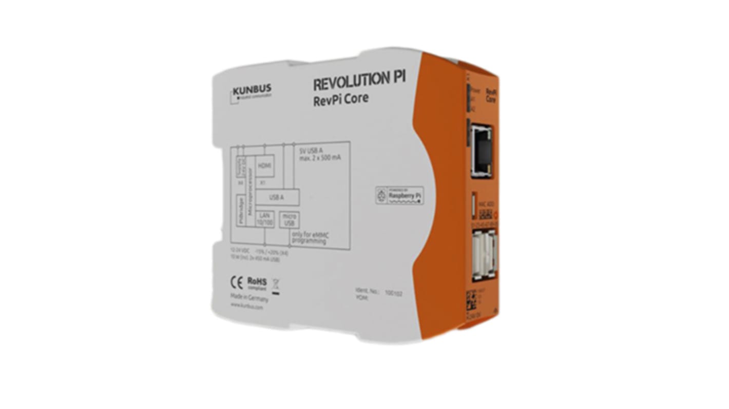 Ordinateur industriel Revolution PI RevPi Core, 700 MHz Quad-Core, BCM2835 avec 500 Mo (RAM), 4 Go (Flash), Linux, 12