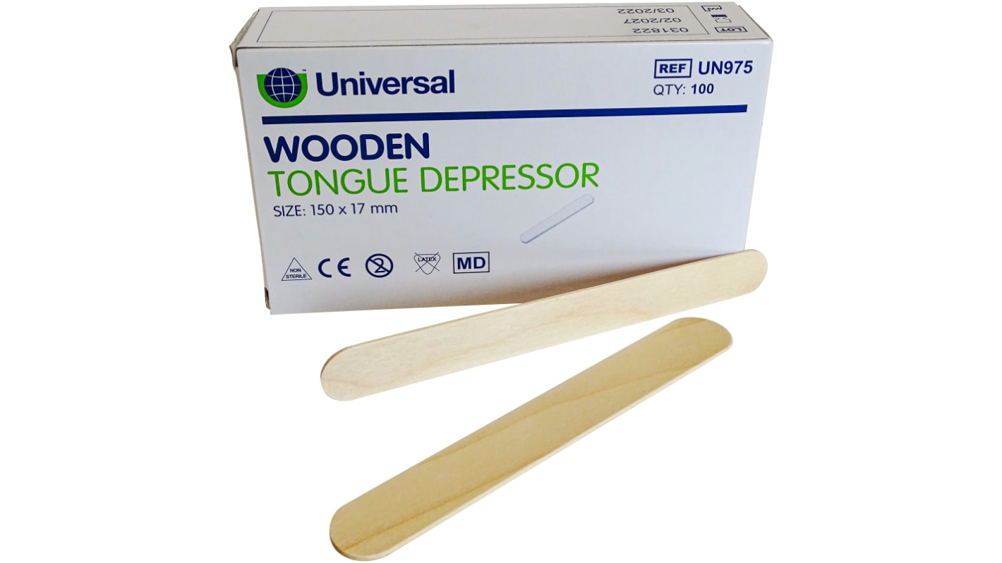 RS PRO First Aid Kit Tongue Depressor, 100 Per Package