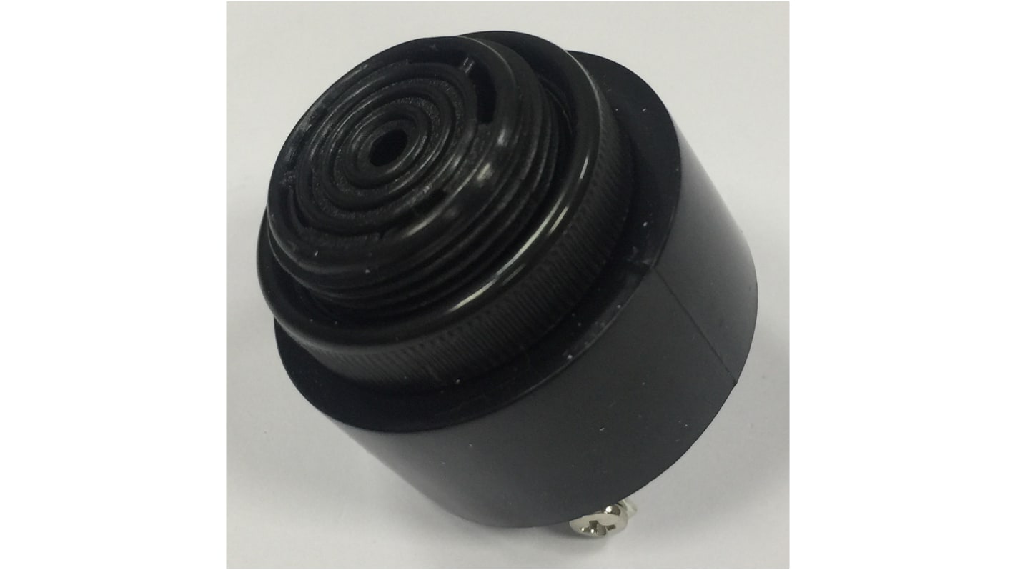 RS PRO 81dB Continuous Piezo Buzzer, 42.5 (Dia.) x 33mm, 4V ac/dc Min, 28V ac/dc Max