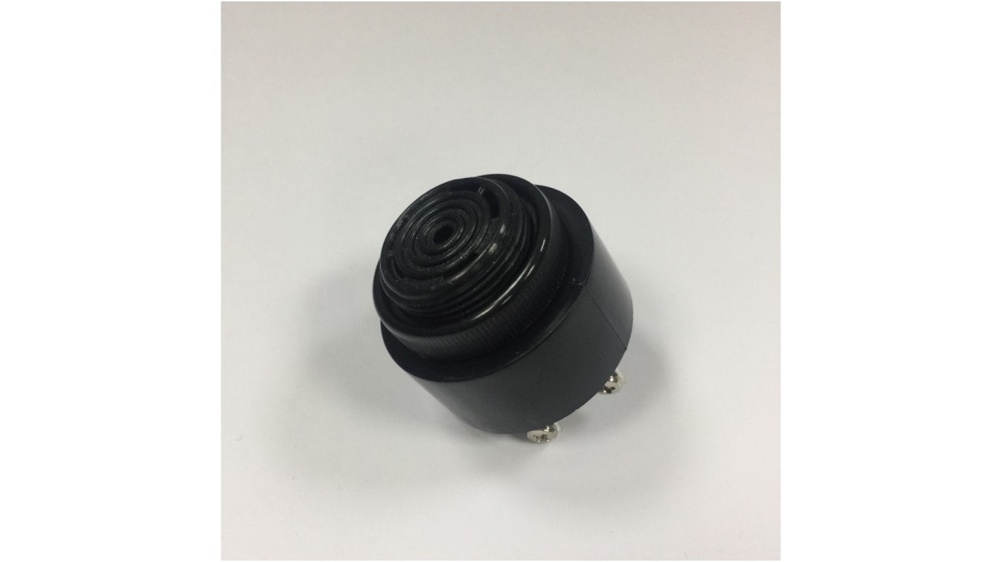 RS PRO 92dB Screw Mount Continuous Piezo Buzzer, 42.5 (Dia.) x H33.0mm, 6V ac/dc Min, 28V ac/dc Max