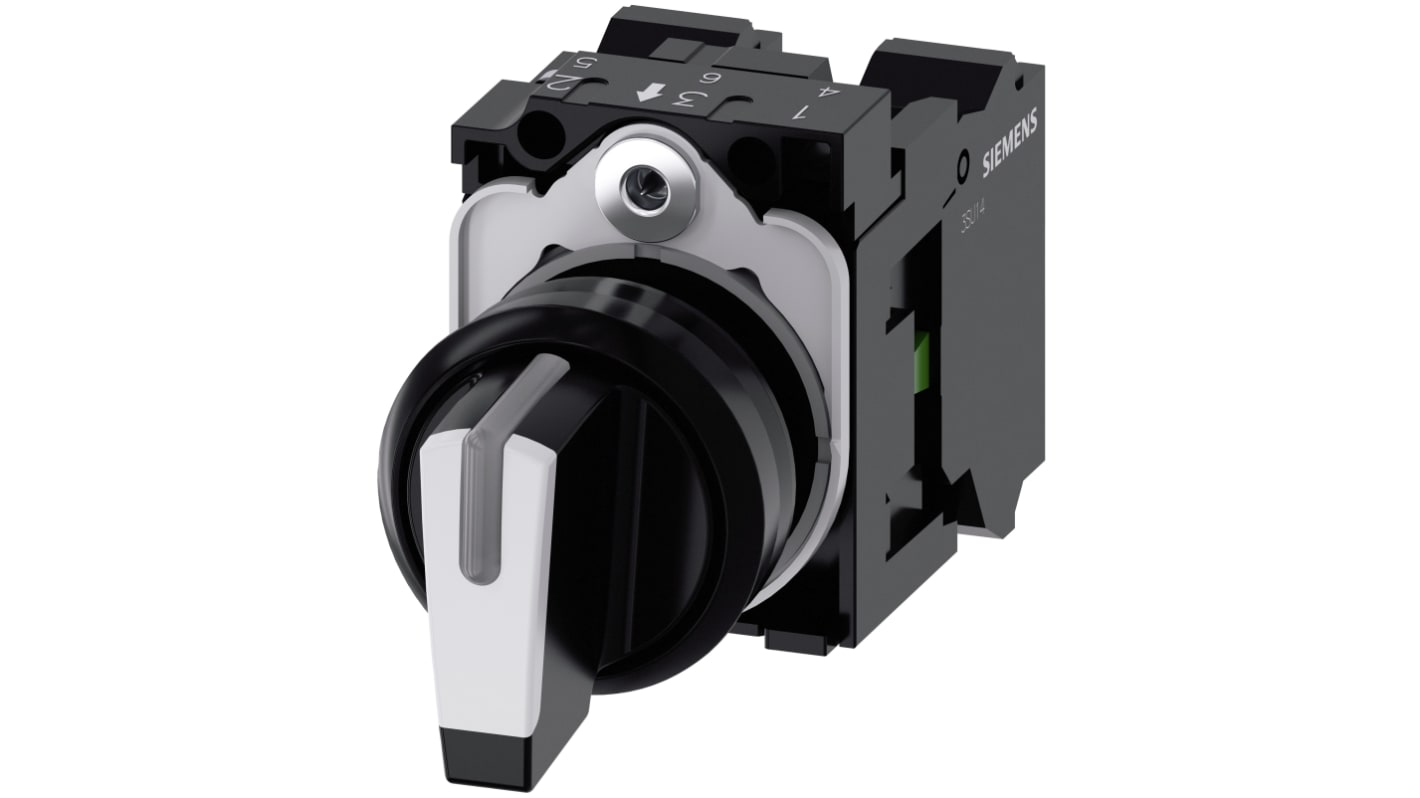 Selettore Siemens 3SU1100-2BL60-3NA0 a 3 posizioni , diam. foro 22mm
