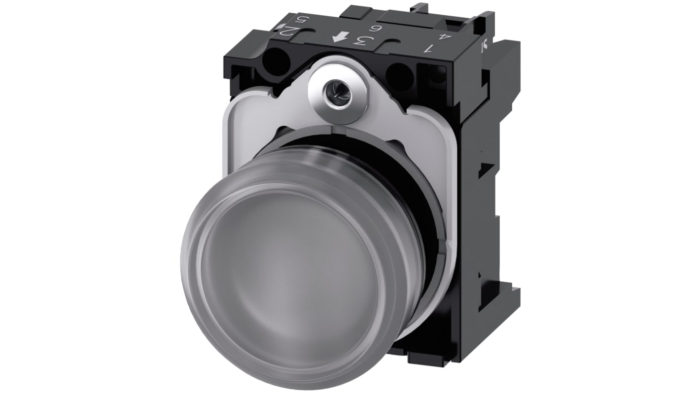 Siemens 无色圆形指示灯, Φ22mm开孔, 110V 交流, 塑料主体, 面板安装, SIRIUS ACT 3SU11系列