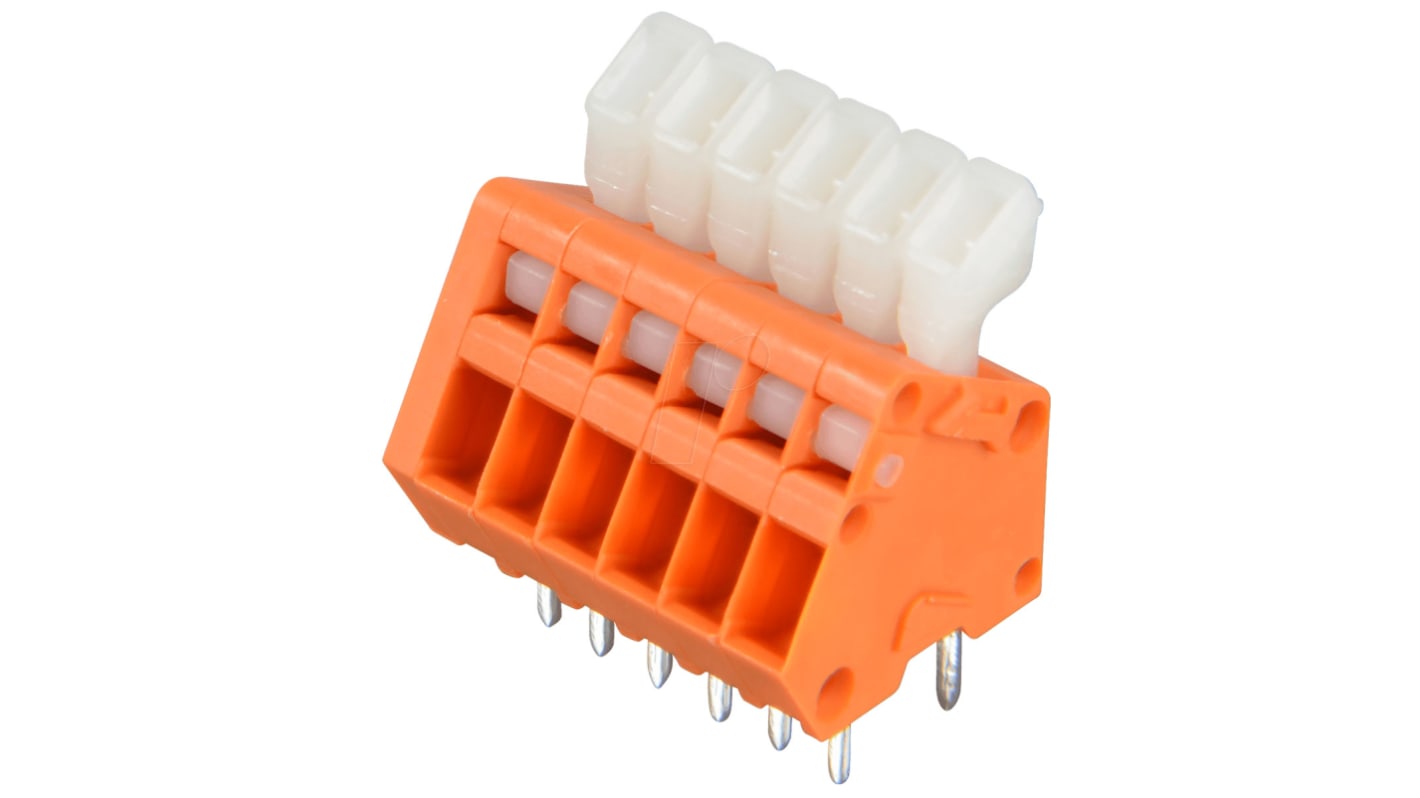 WAGO PCB端子排, 2.54mm间距, 4A, 150 V 交流, THT安装, 焊接端接