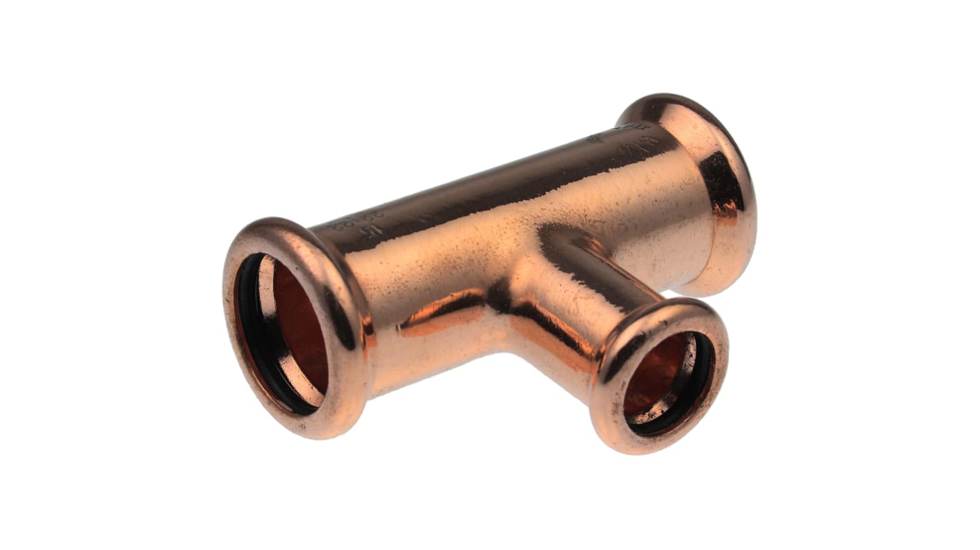 Copper Pipe Fitting, Push Fit 90° Equal Tee for 22 x 22 x 15mm pipe