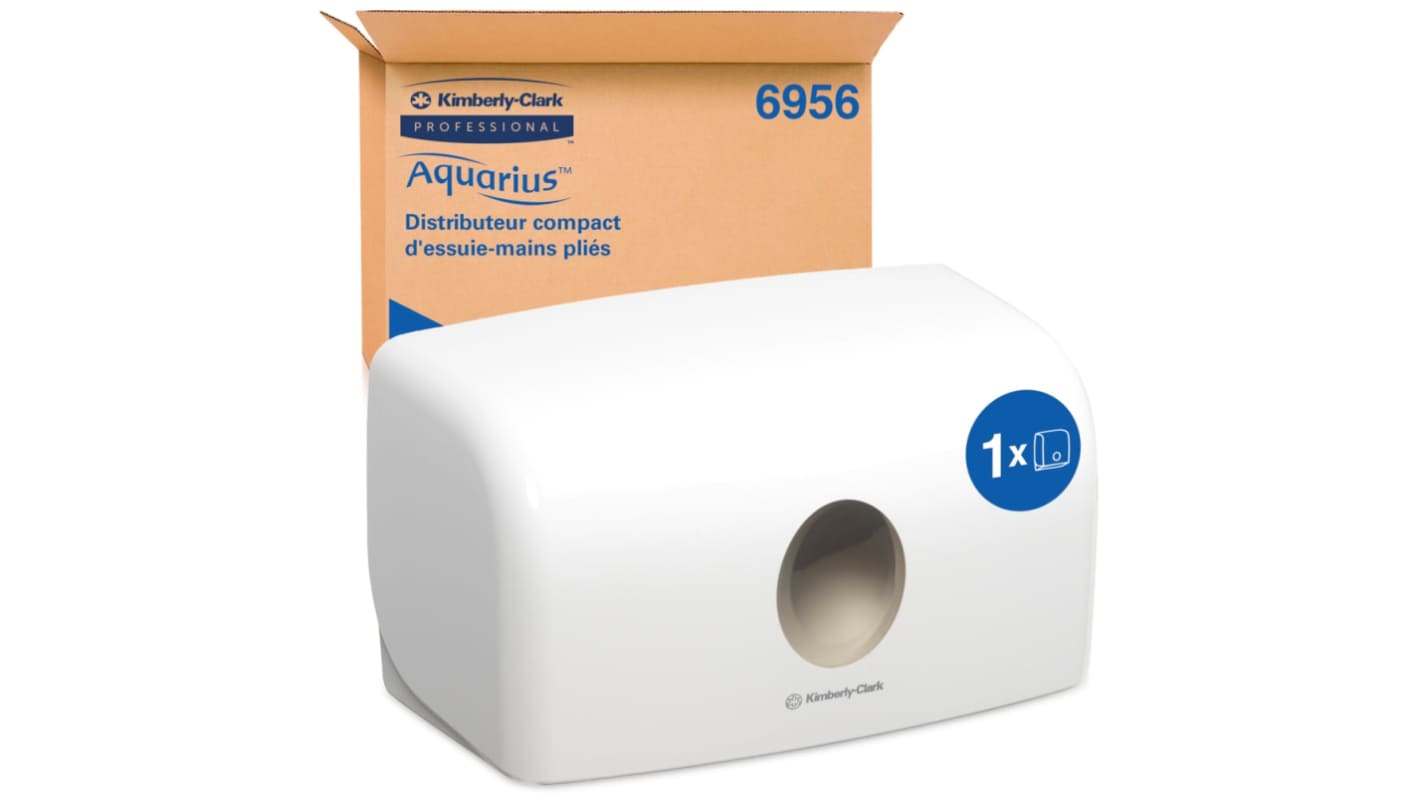 Dispenser asciugamano Kimberly Clark, in ABS Bianco, dimensioni 142mm Aquarius, Montaggio a parete Sì