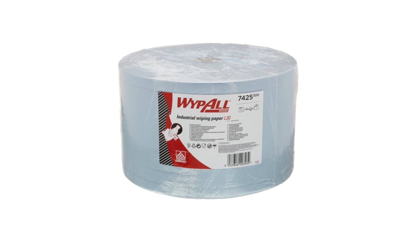 WYPALL WypAll Rolled Blue Paper Towel, 380 x 235mm, 3-Ply, 750 Sheets