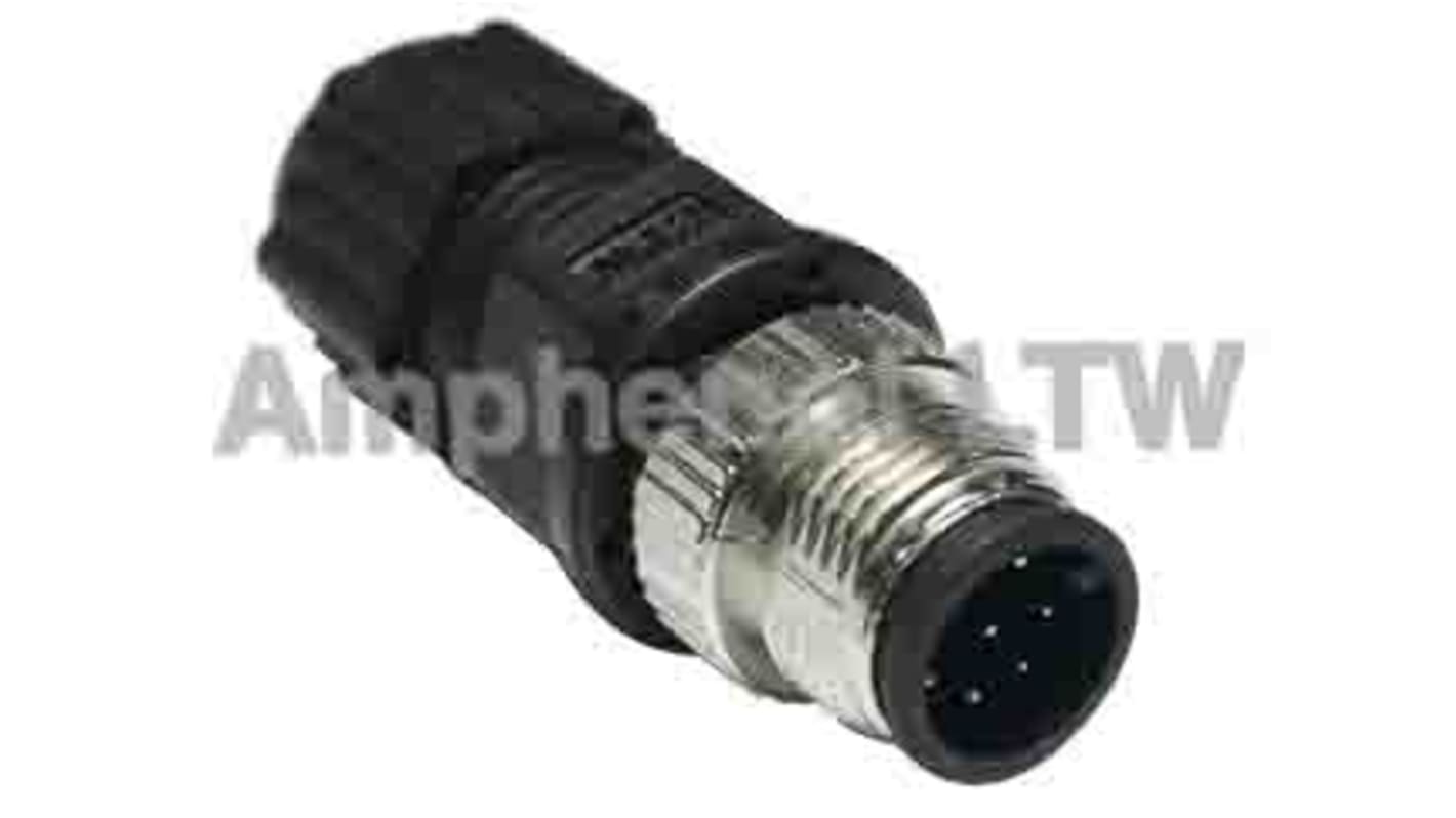 Amphenol Connector, 8 Contacts, Cable Mount, M12 Connector, Plug, Male, IP68, M Series Sensor Connectors Series
