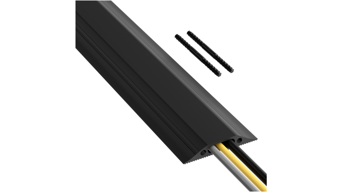 RS PRO 1.8m Black Cable Cover in PVC, 30mm Inside dia.