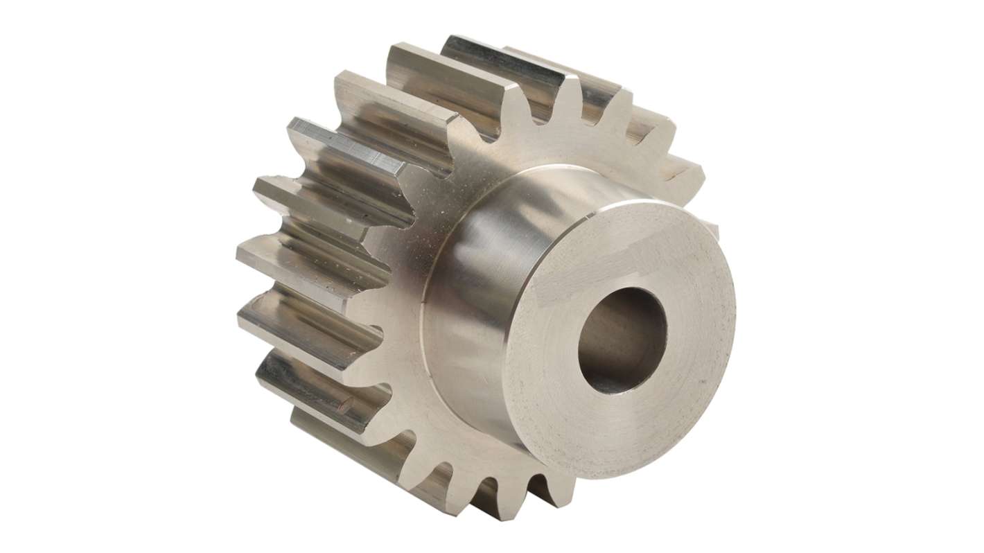 RS PRO Steel 20 Teeth Spur Gear, 0.7 Module, 4mm Bore Diam, 14mm Pitch Diam, 10mm Hub Diam