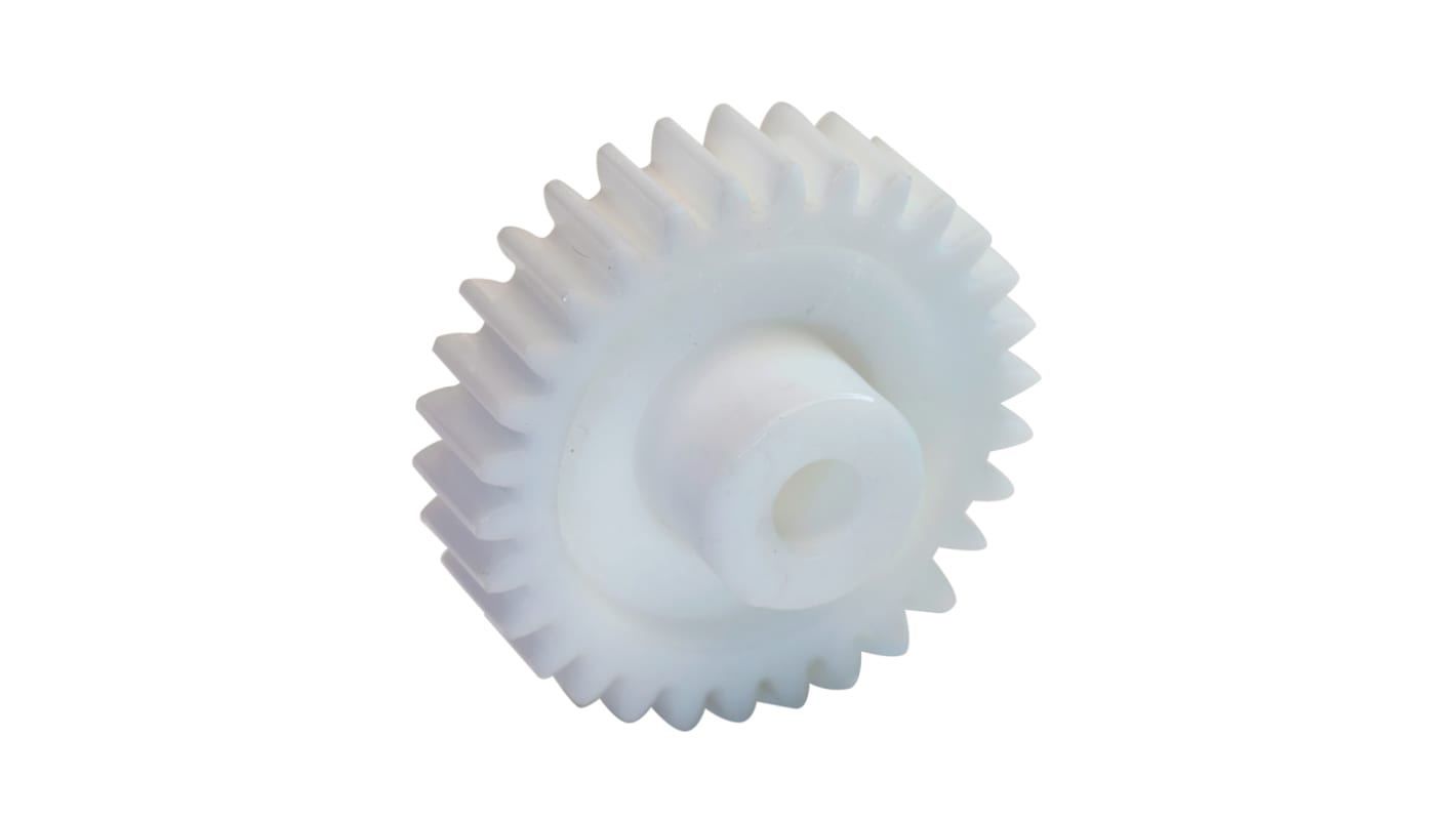 Ingranaggio cilindrico RS PRO, modulo 1.5, 16 denti, passo Ø 24mm, semigiunto Ø 14mm, foro Ø 6mm, in Hostaform