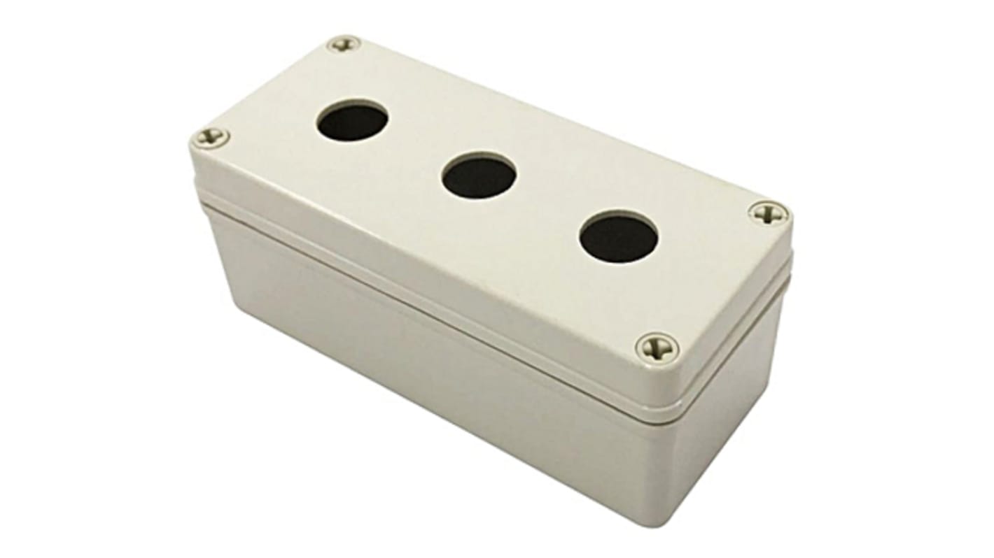 RS PRO Grey Plastic Push Button Enclosure - 3 Hole 22.5mm Diameter