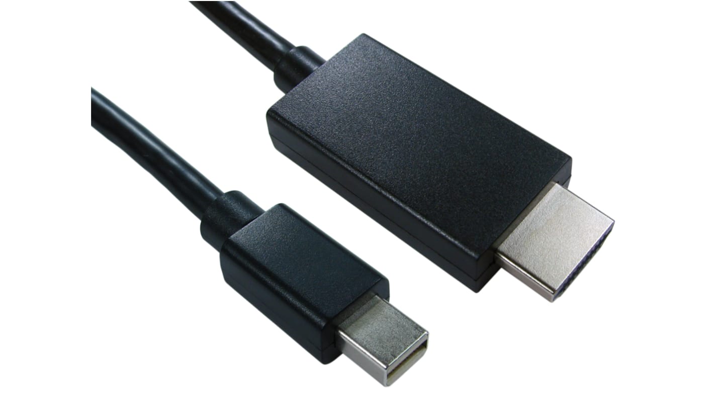 RS PRO Male Mini DisplayPort to Male HDMI, PVC  Cable, 1080p, 2m
