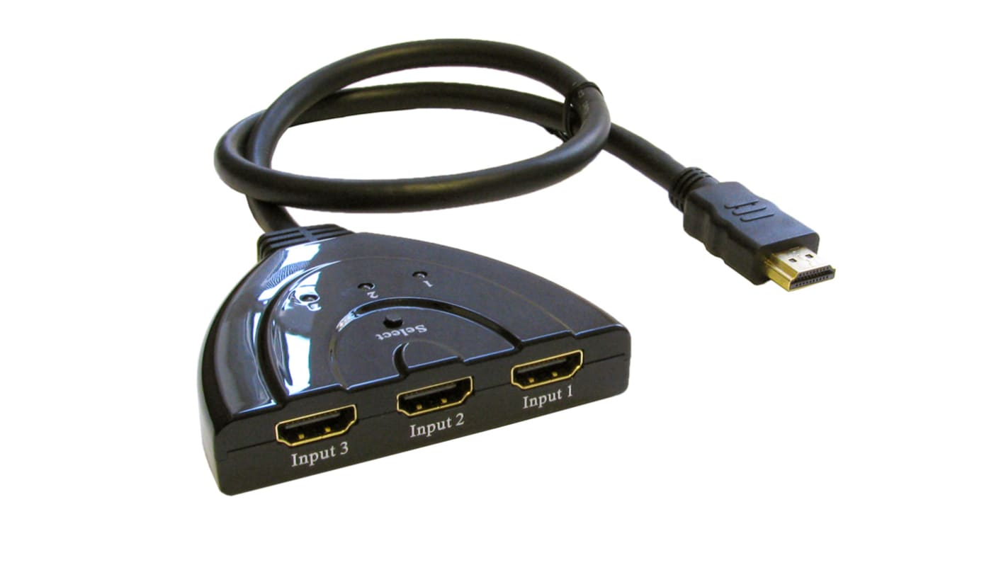 RS PRO 4 Port 1 Input 3 Output Matrix Switch 1080p