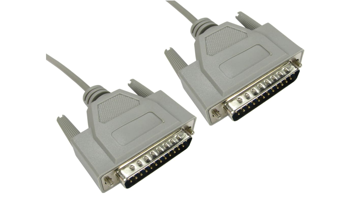 RS PRO Male 25 Pin D-sub to Male 25 Pin D-sub Serial Cable, 2m PVC