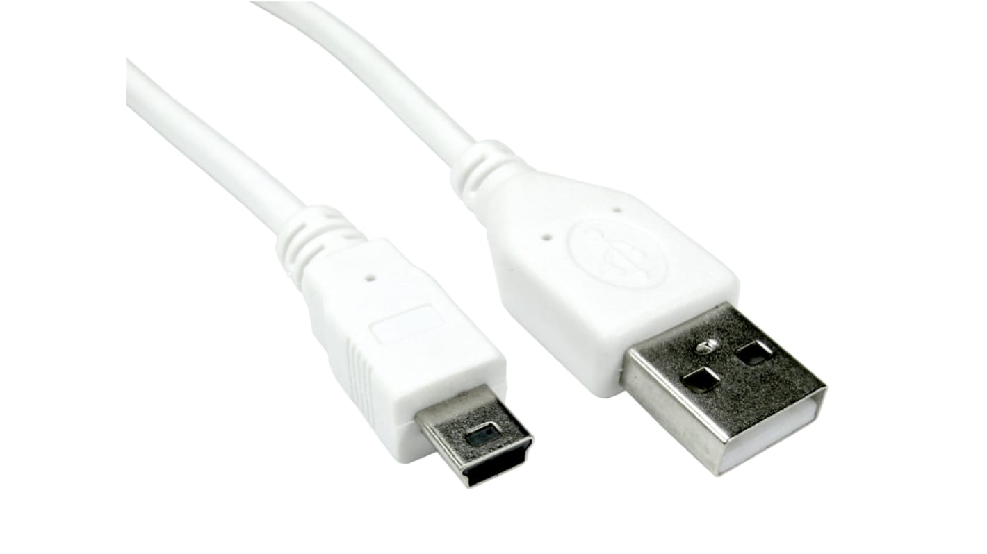 Kabel USB Złącze A USB A Złącze B Mini USB B dł. 1.8m Przewód USB USB 2.0 kolor: Biały