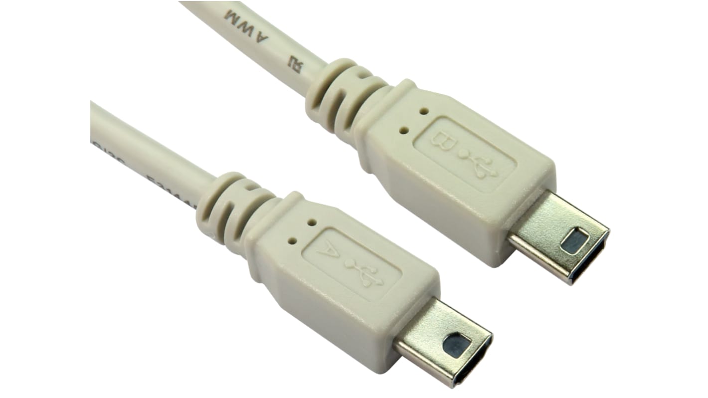 RS PRO USB-Kabel, Mini-USB A / Mini-USB B, 1m USB 2.0 Grau