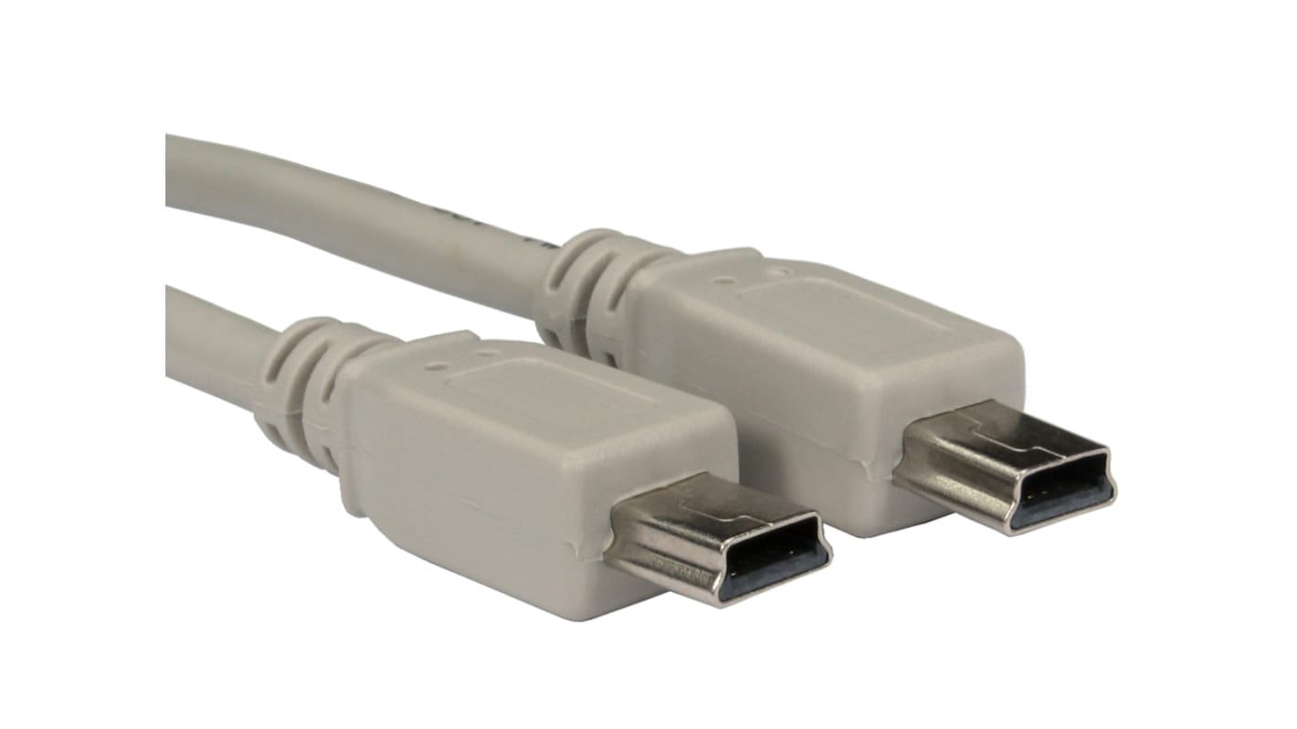 Kabel USB Złącze A Mini USB A Złącze B Mini USB B dł. 3m Przewód USB USB 2.0 kolor: Beżowy